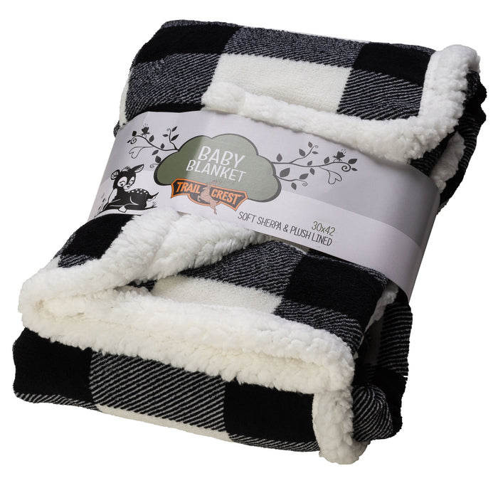 Plaid Plush Fleece Sherpa Baby Blanket