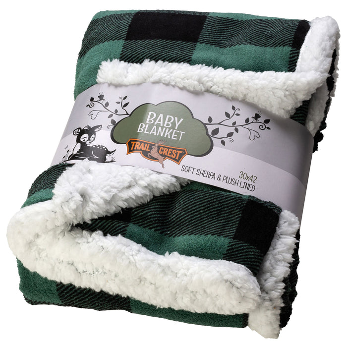 Plaid Plush Fleece Sherpa Baby Blanket