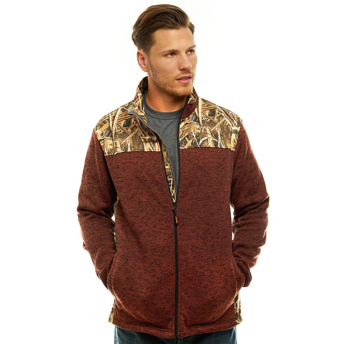 Men's Mossy Oak Signature Sweater Fleece Jacket Shadow Grass Blades Camo