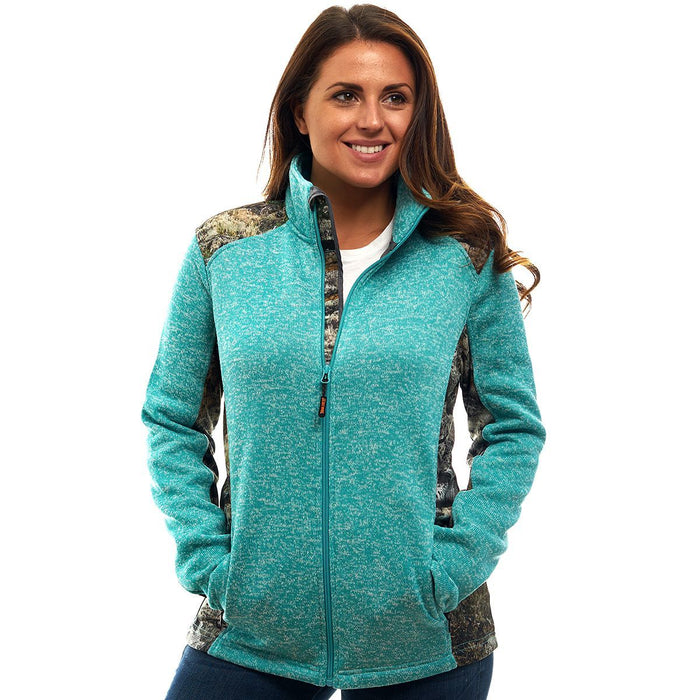 Women's Mossy Oak Sweater Fleece Knit Jacket Mountain Country Camo