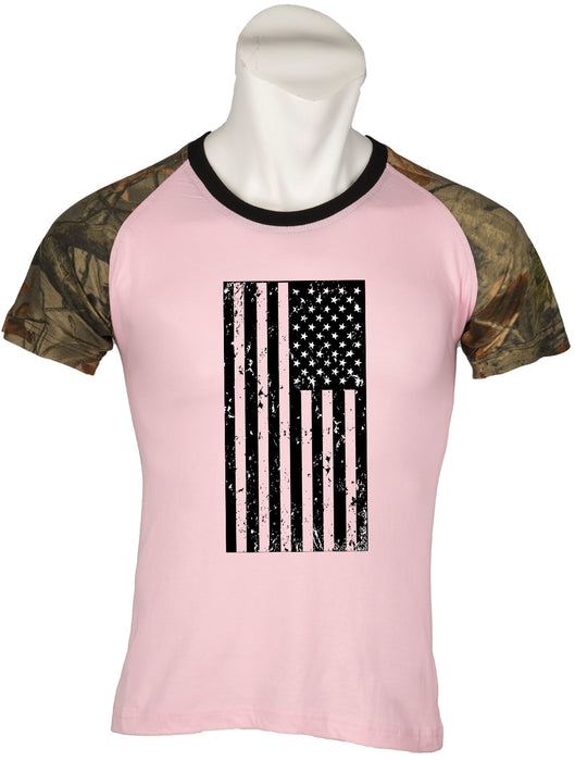 Short Sleeve Women's Patriotic American Flag Camo T-Shirt