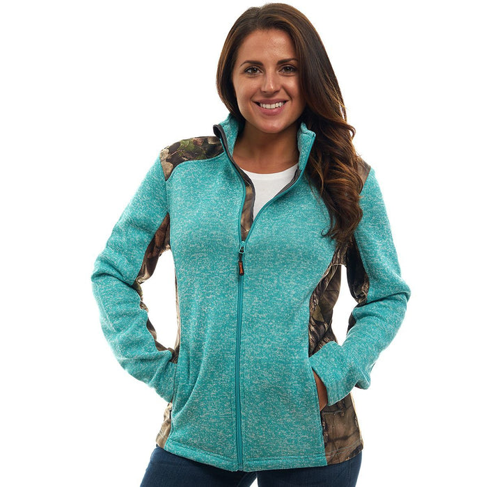 Women's Mossy Oak Sweater Fleece Knit Jacket Break-Up Country Camo