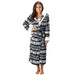 Women's Romanta Plush Coral Fleece Aztec Hooded Wrap Robe