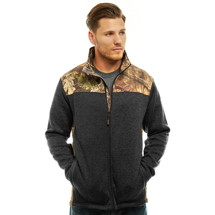 Men's Mossy Oak Signature Sweater Fleece Jacket Break-Up Country Camo