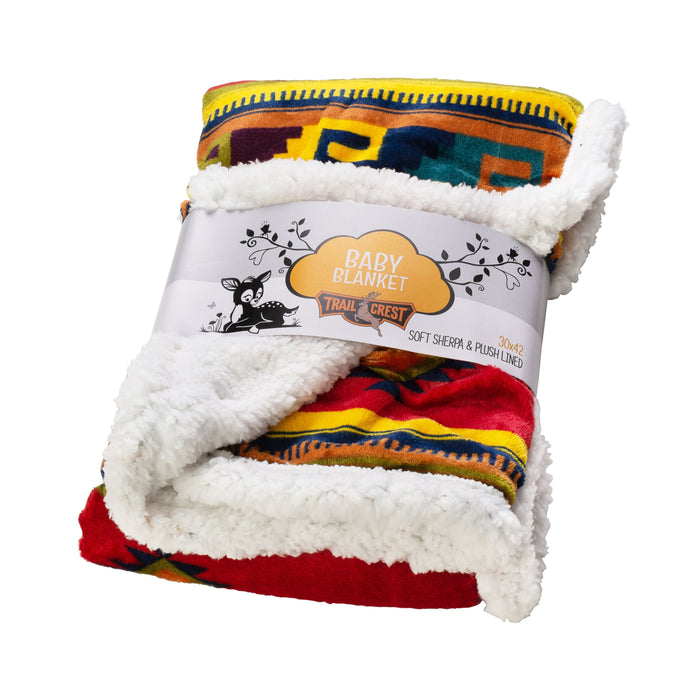 Aztec Plush Fleece Sherpa Baby Blanket